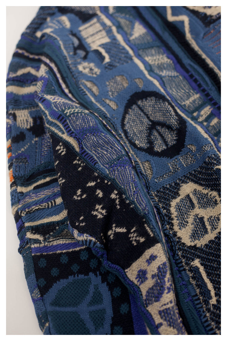 Japanese style anti-war retro couple heavy round neck pullover knitted sweater