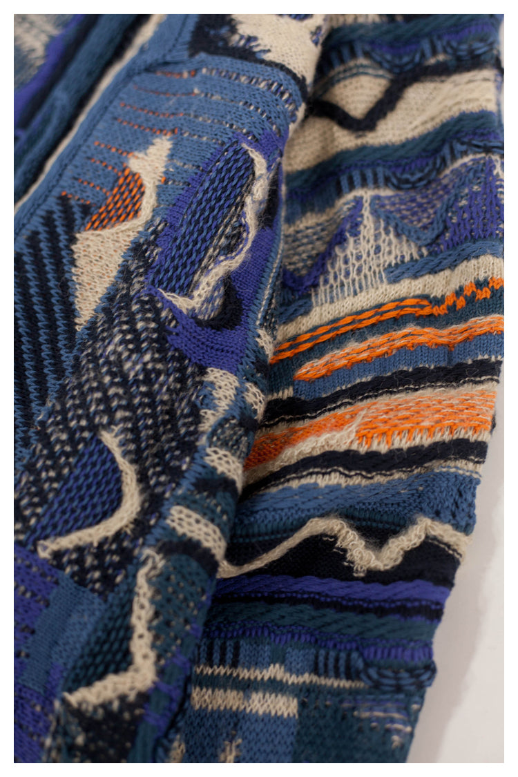 Japanese style anti-war retro couple heavy round neck pullover knitted sweater