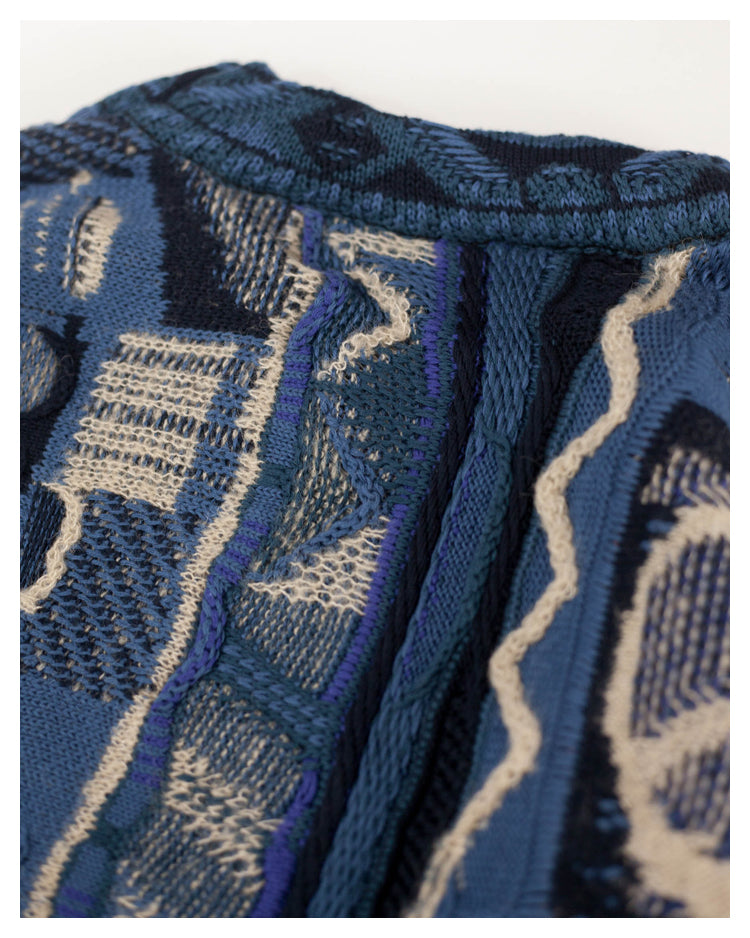 Japanese style anti-war retro couple heavy round neck pullover knitted sweater