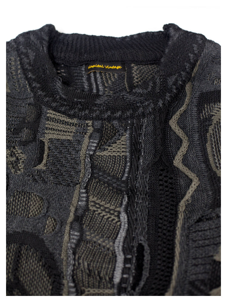 Japanese-style retro couple heavy round neck pullover knitted sweater