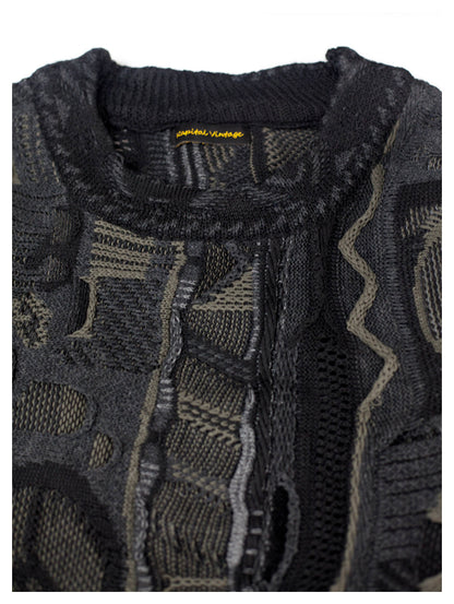 KA01 In stock, small crowd Japanese retro anti-war heavy couple pullover knitting sweater