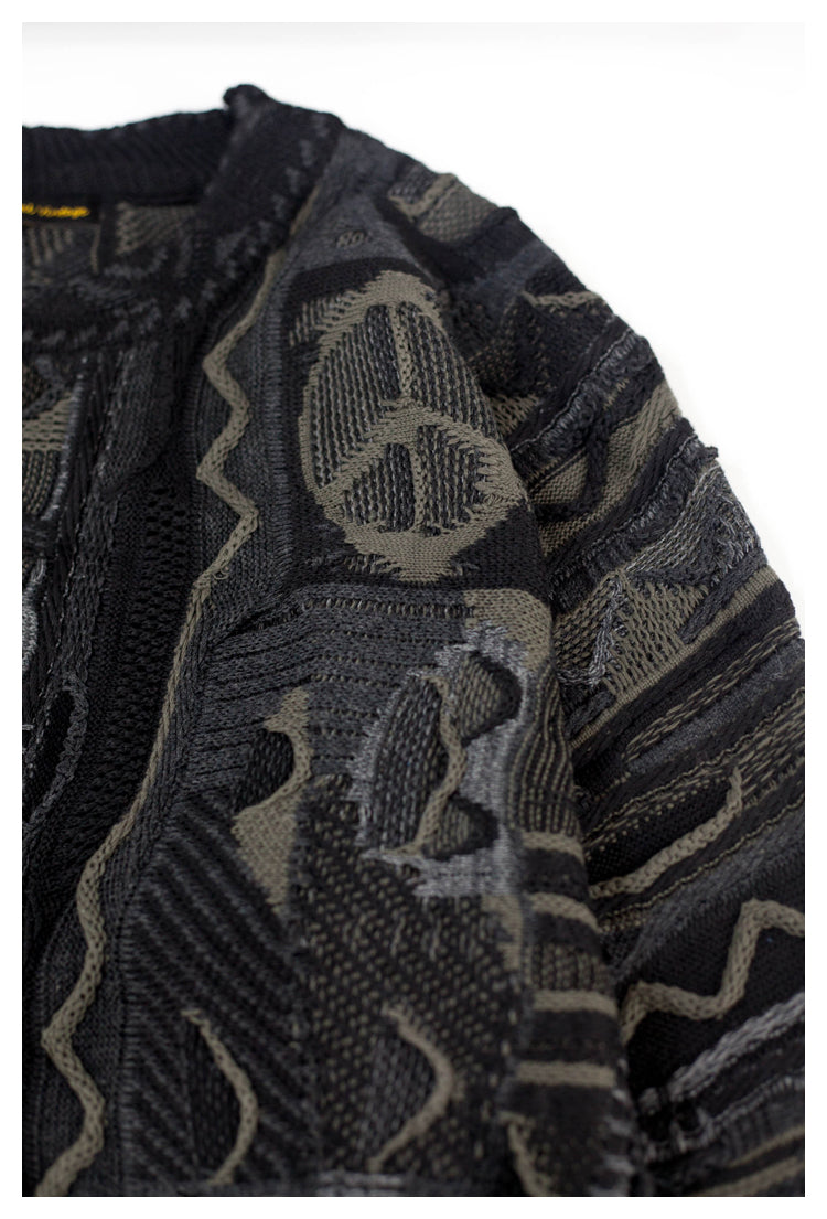 Japanese-style retro couple heavy round neck pullover knitted sweater