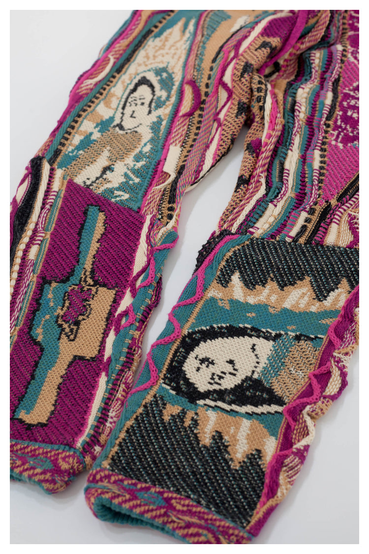 KA12 Spot small crowd Japanese retro   Rose figure knit wool pants
