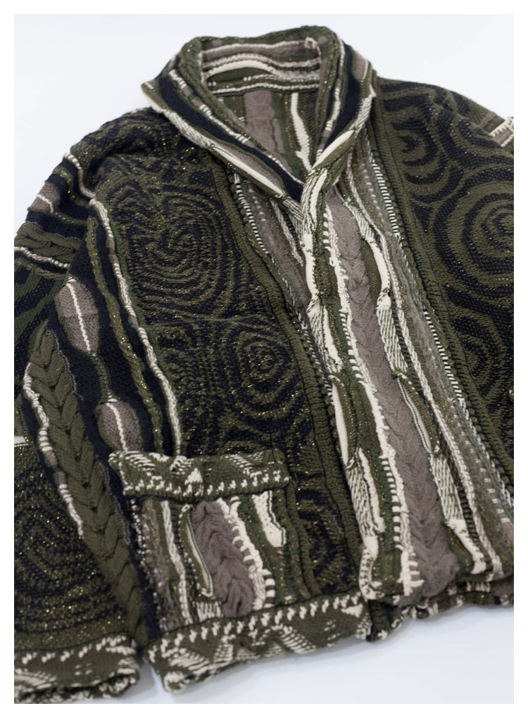 Japanese style retro dark green maze knitted sweater cardigan