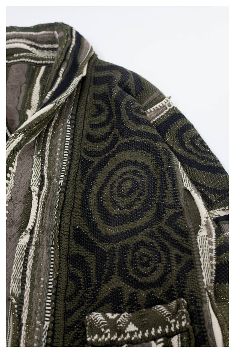 Japanese style retro dark green maze knitted sweater cardigan