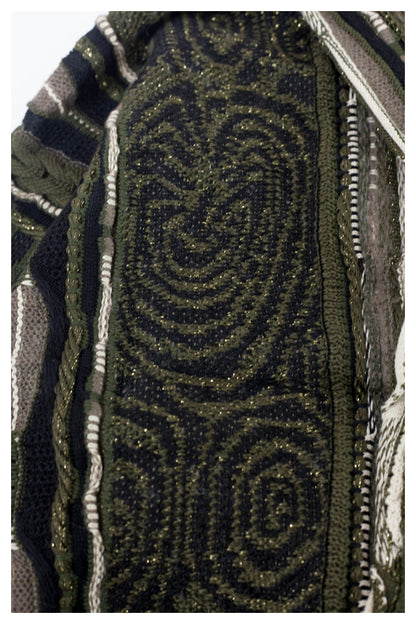 Japanese style retro dark green maze knitted sweater cardigan