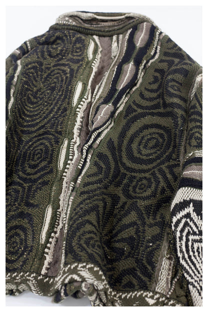Japanese style retro dark green maze knitted sweater cardigan
