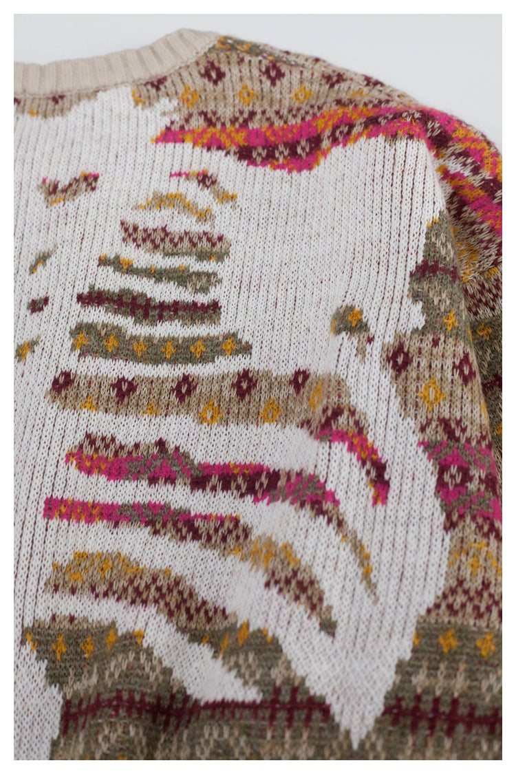KA33 In stock, Japanese retro bone rib stripe knitted sweater pullover powder