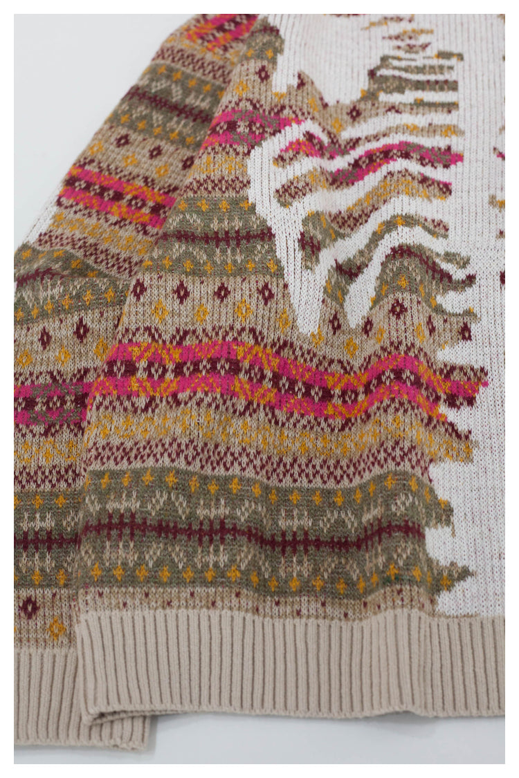 KA33 In stock, Japanese retro bone rib stripe knitted sweater pullover powder