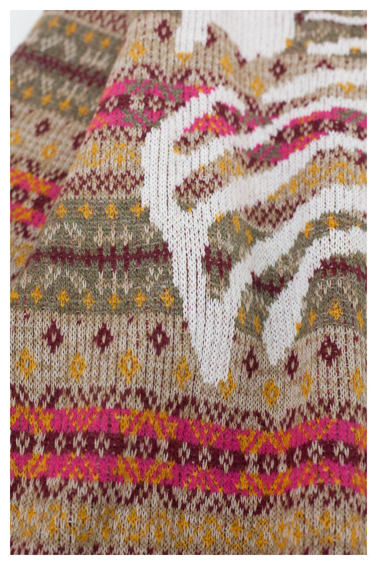 KA33 In stock, Japanese retro bone rib stripe knitted sweater pullover powder
