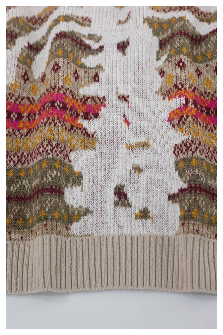 Kapital Retro Plaid Sweatshirt – Japanese Niche Vintage Knit Loose Pullover