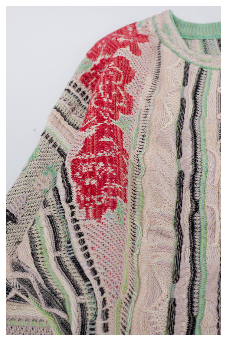 Japanese niche retro Santa Maria pattern Crew Neck Pullover Sweater S