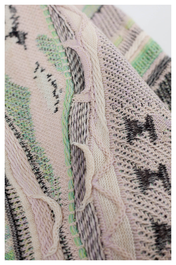 Japanese niche retro Santa Maria pattern Crew Neck Pullover Sweater S