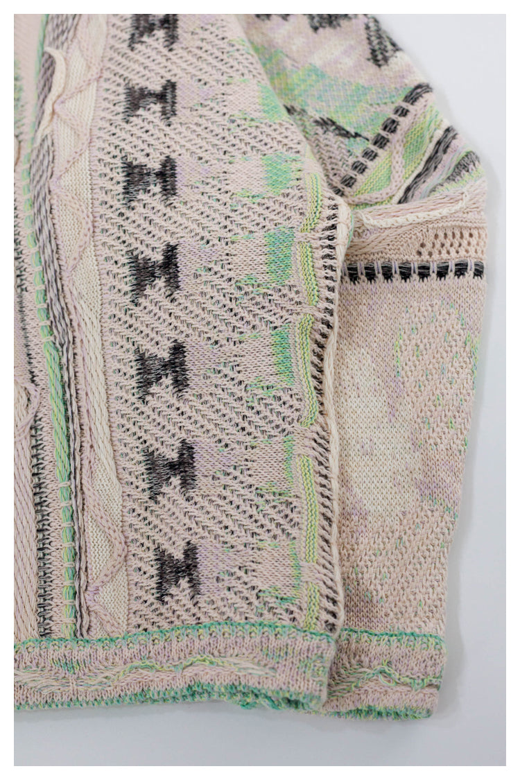 Japanese niche retro Santa Maria pattern Crew Neck Pullover Sweater S