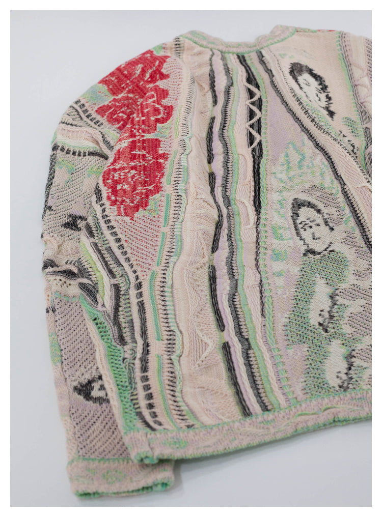 Japanese niche retro Santa Maria pattern Crew Neck Pullover Sweater S