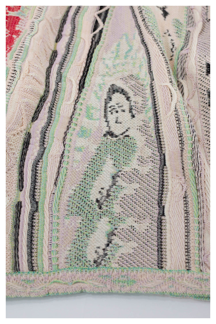 Japanese niche retro Santa Maria pattern Crew Neck Pullover Sweater S