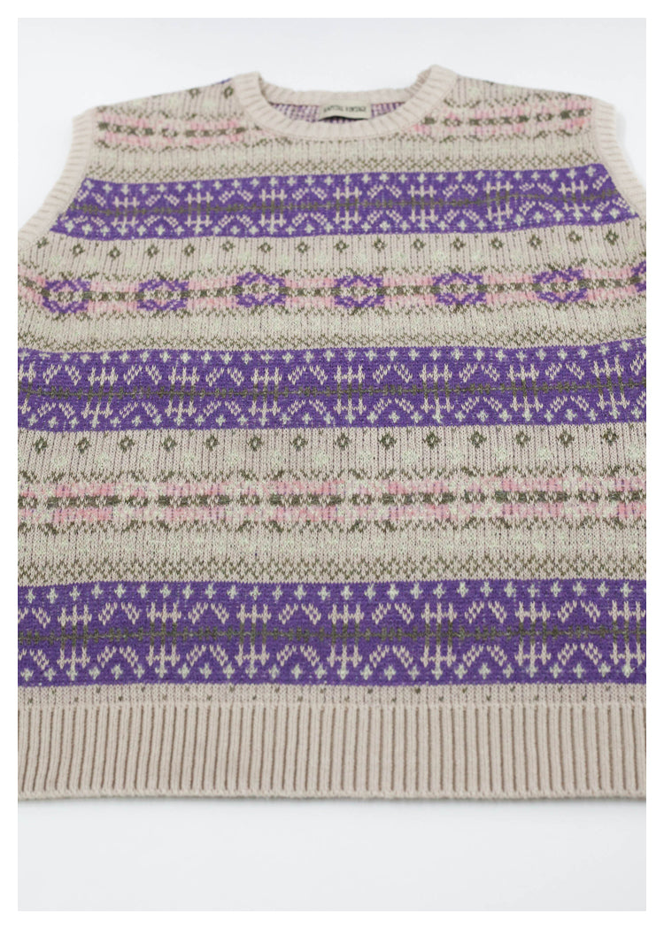 Japanese Vintage Purple Skeleton Pattern Womens pullover sweater vest sweater s