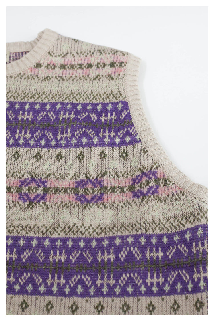Japanese Vintage Purple Skeleton Pattern Womens pullover sweater vest sweater s
