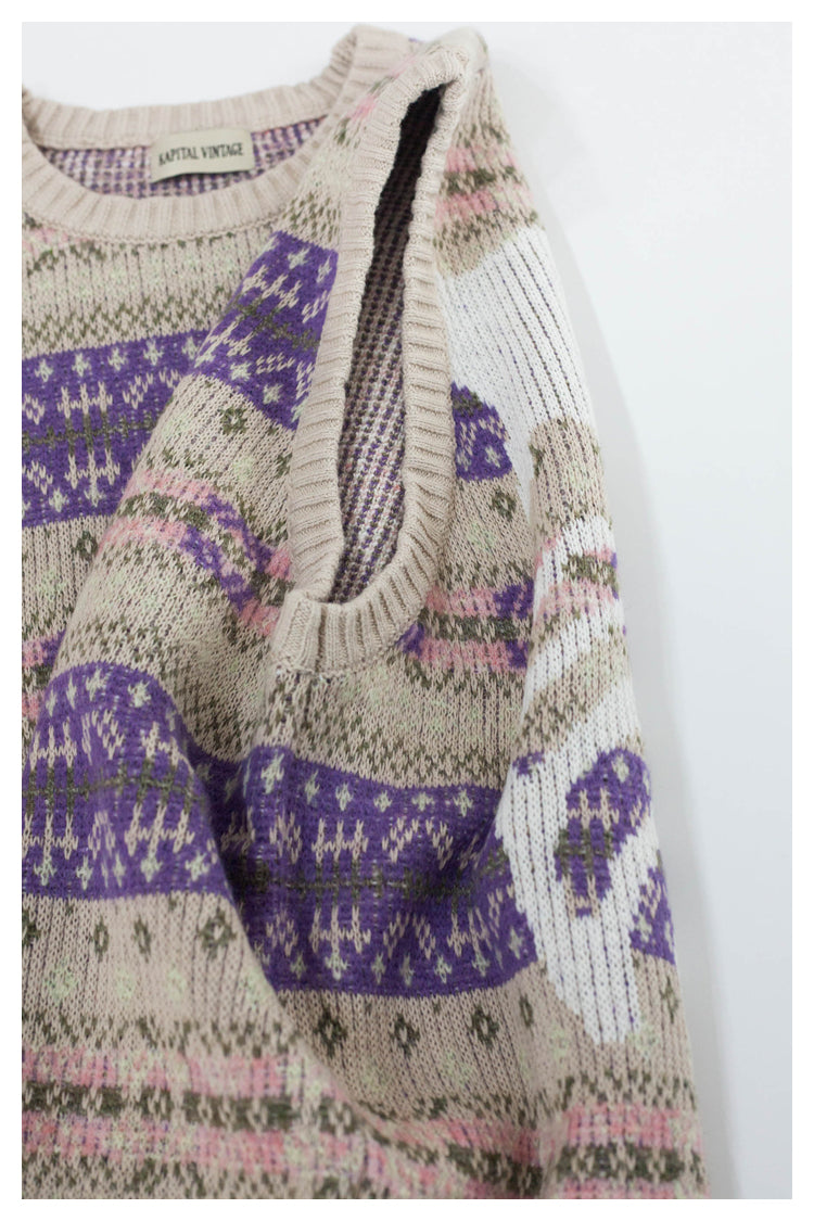 Japanese Vintage Purple Skeleton Pattern Womens pullover sweater vest sweater s