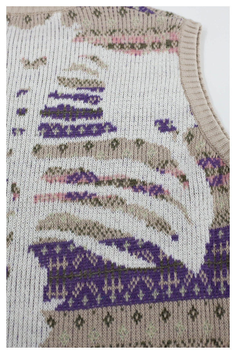 Japanese Vintage Purple Skeleton Pattern Womens pullover sweater vest sweater s