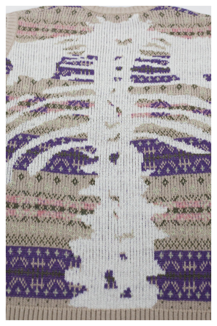 Japanese Vintage Purple Skeleton Pattern Womens pullover sweater vest sweater s