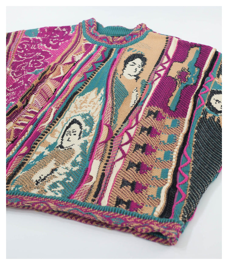 Japanese style niche retro rose red portrait knitted sweater vest