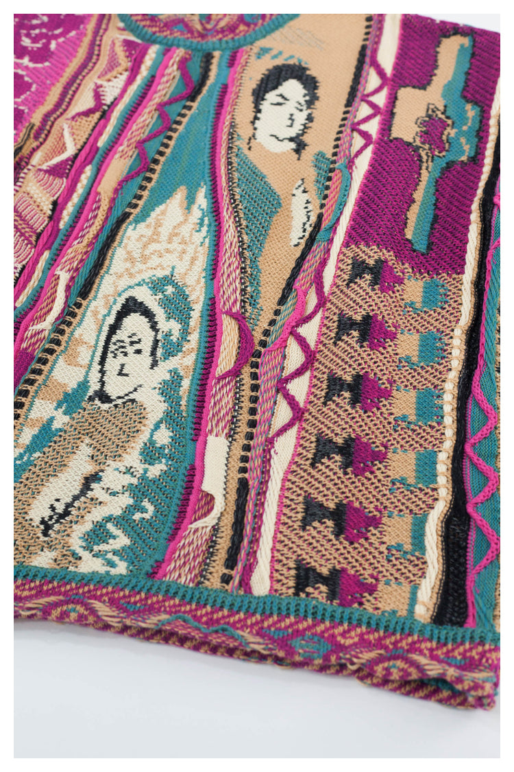 Japanese style niche retro rose red portrait knitted sweater vest