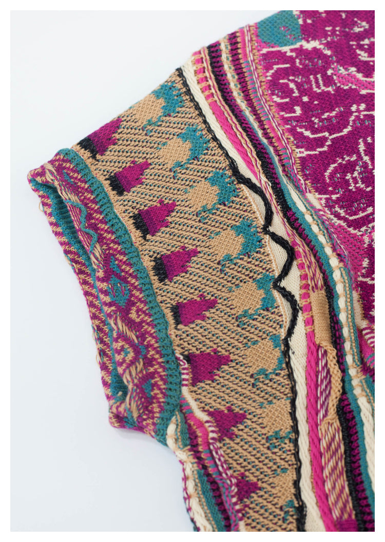 Japanese style niche retro rose red portrait knitted sweater vest