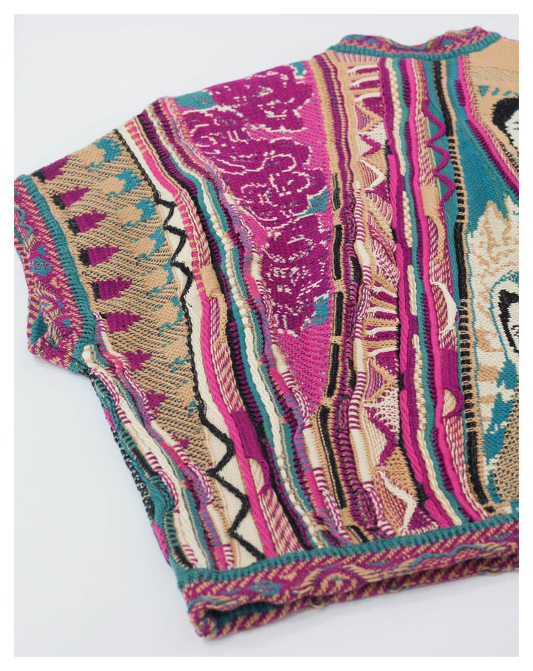 Japanese style niche retro rose red portrait knitted sweater vest