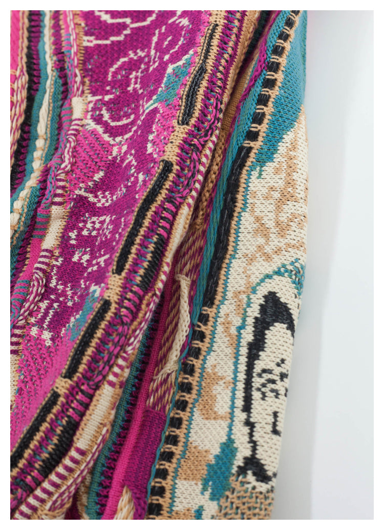 Japanese style niche retro rose red portrait knitted sweater vest