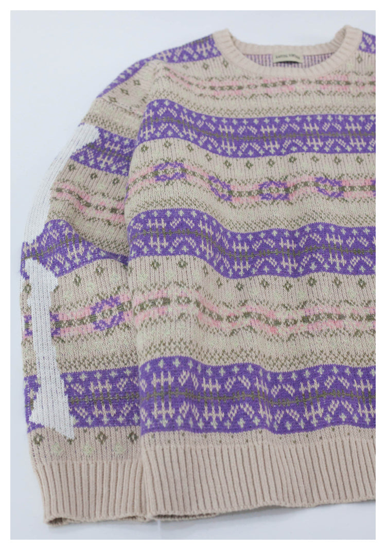 Kapital Retro Plaid Sweatshirt – Japanese Niche Vintage Knit Loose Pullover