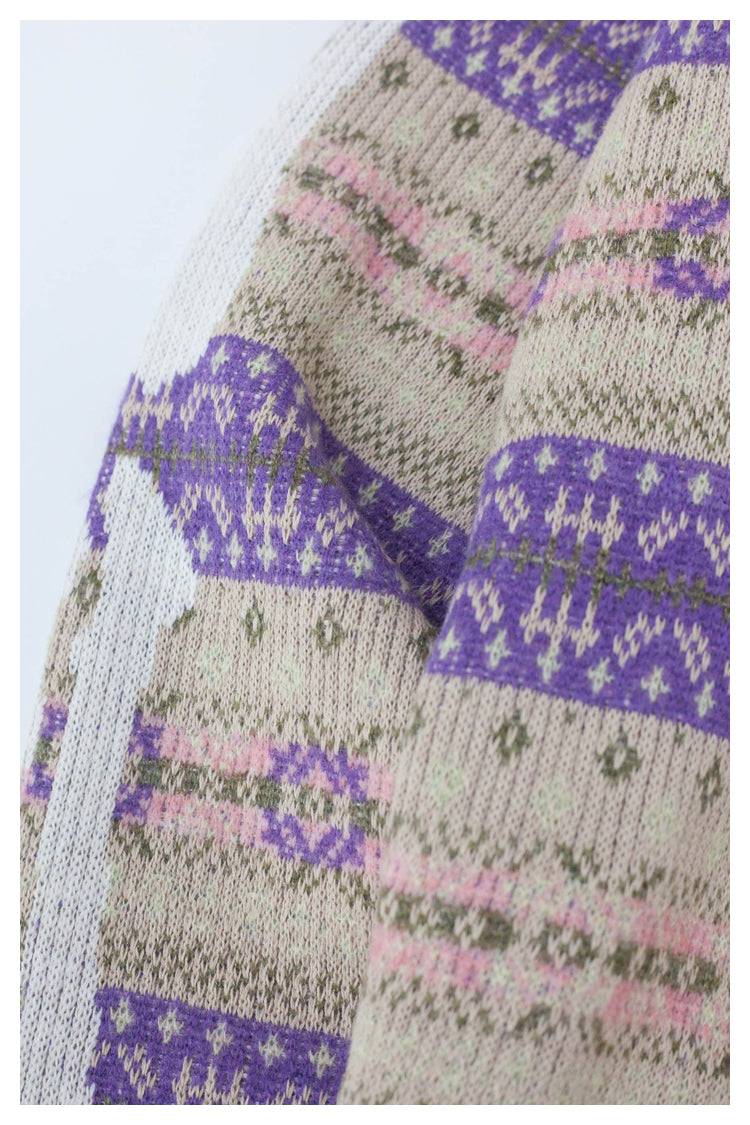 Kapital Retro Plaid Sweatshirt – Japanese Niche Vintage Knit Loose Pullover