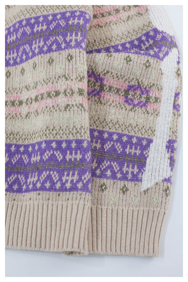 Kapital Retro Plaid Sweatshirt – Japanese Niche Vintage Knit Loose Pullover