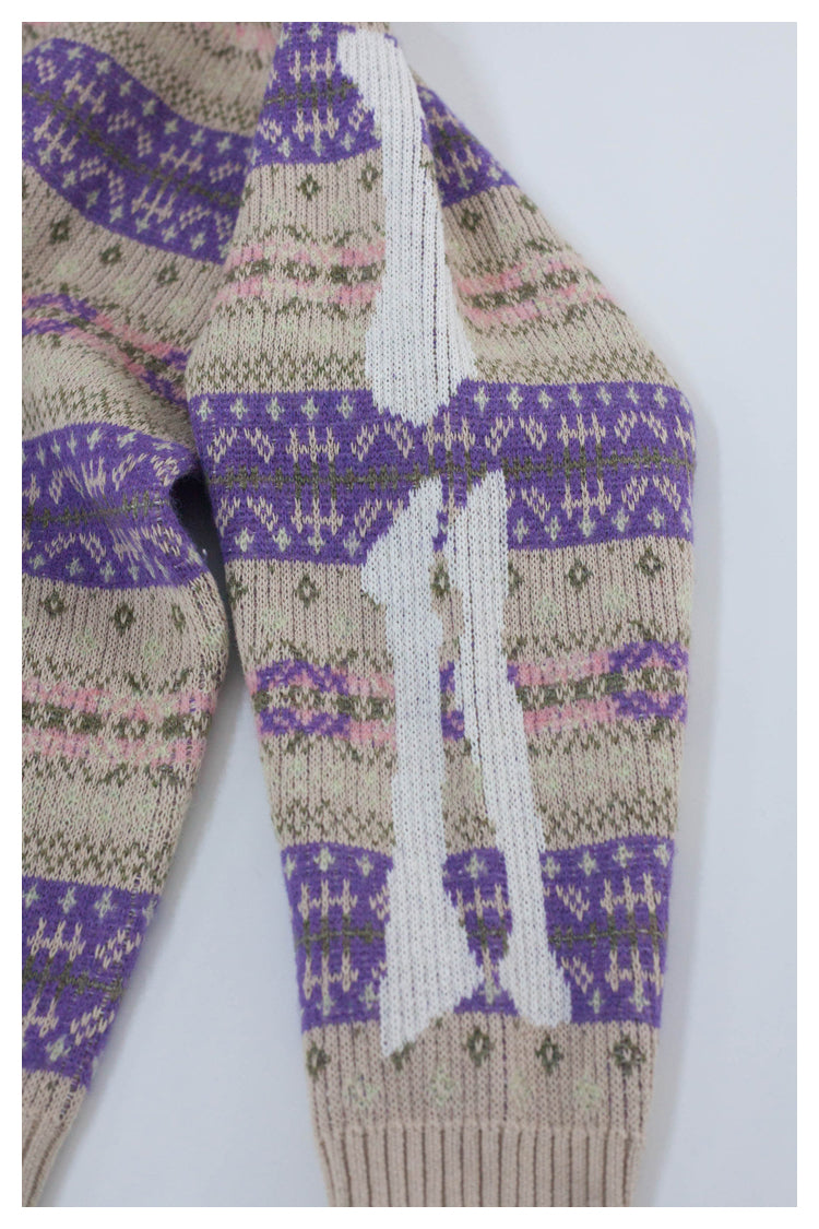 Kapital Retro Plaid Sweatshirt – Japanese Niche Vintage Knit Loose Pullover