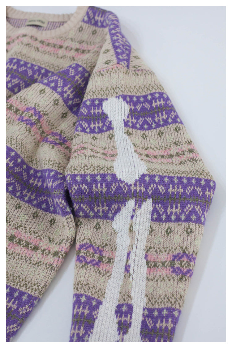 Kapital Retro Plaid Sweatshirt – Japanese Niche Vintage Knit Loose Pullover