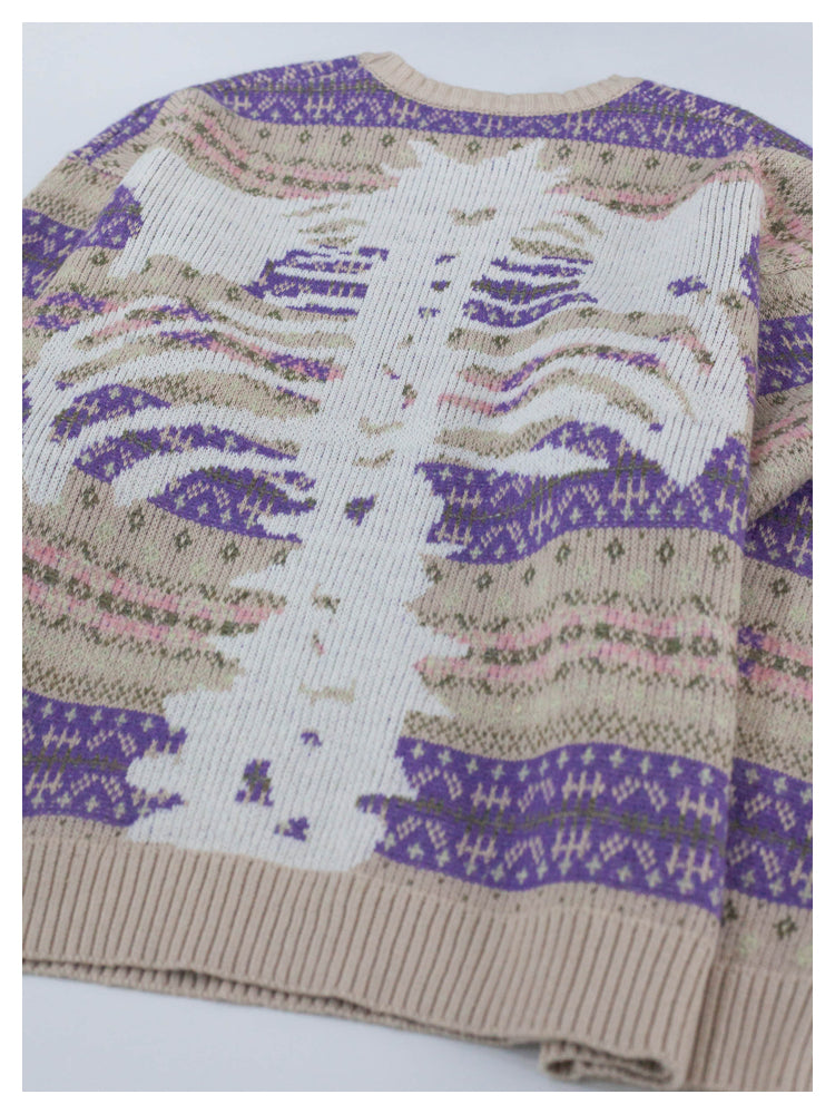 Kapital Retro Plaid Sweatshirt – Japanese Niche Vintage Knit Loose Pullover