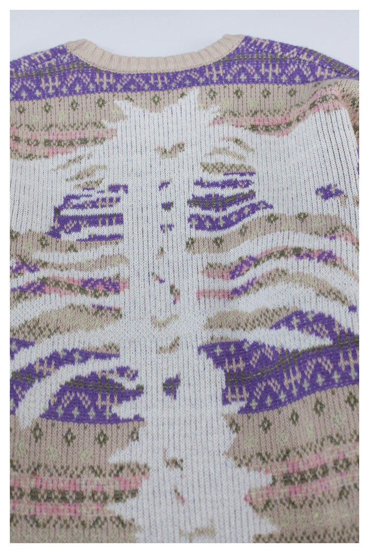 Kapital Retro Plaid Sweatshirt – Japanese Niche Vintage Knit Loose Pullover