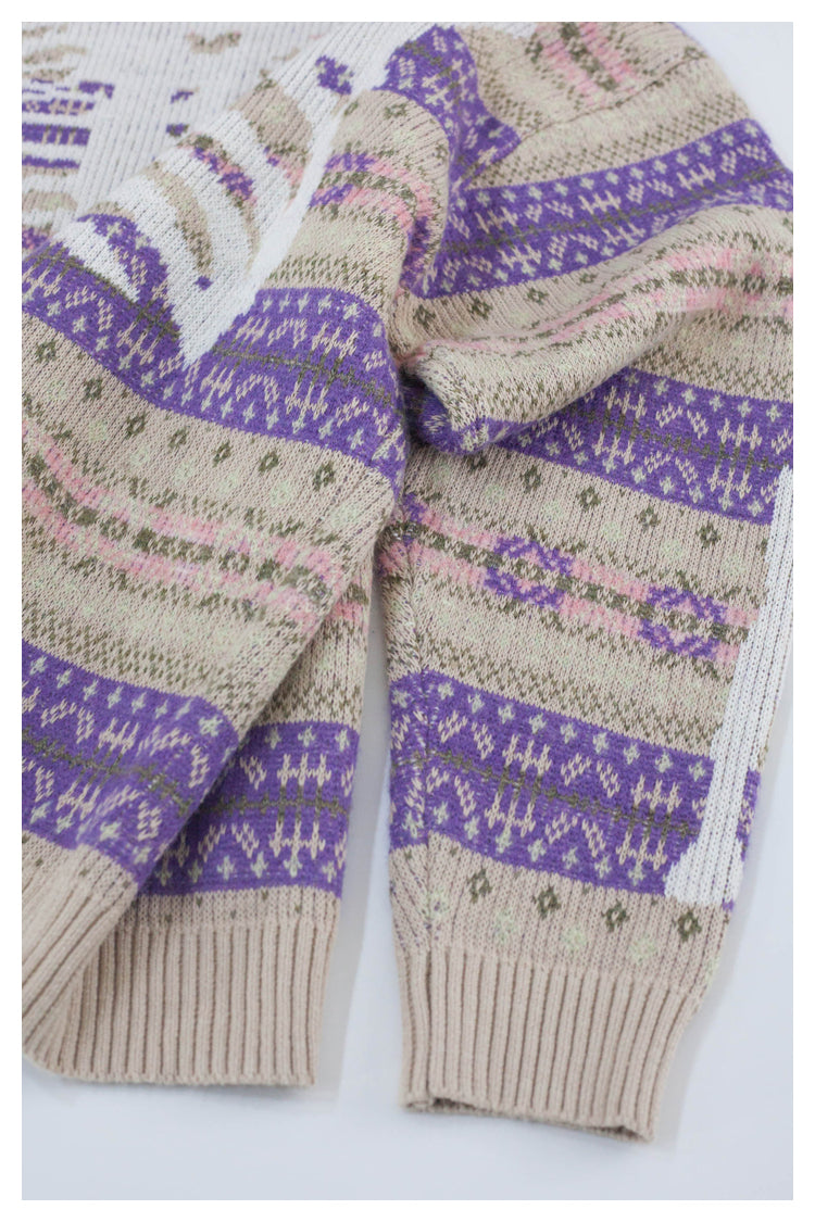 Kapital Retro Plaid Sweatshirt – Japanese Niche Vintage Knit Loose Pullover