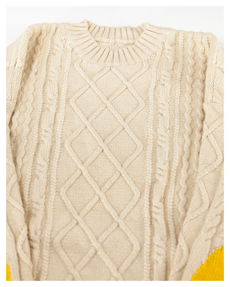 Japanese style retro arm smiley pullover knitted sweater