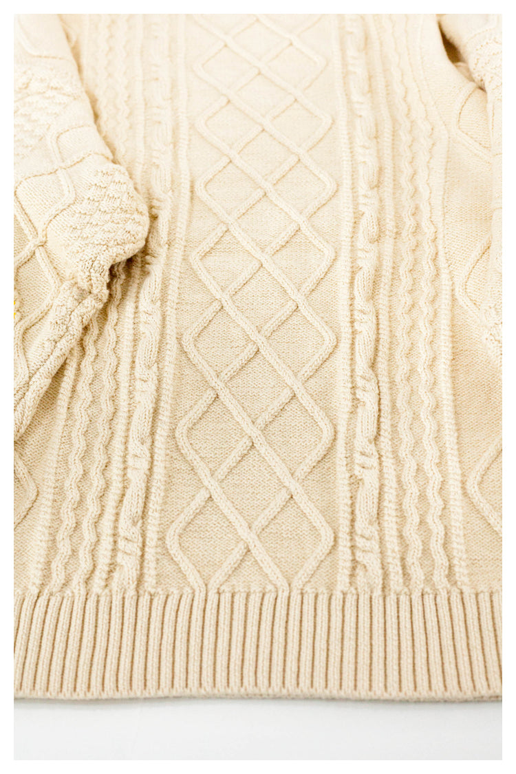 Japanese style retro arm smiley pullover knitted sweater