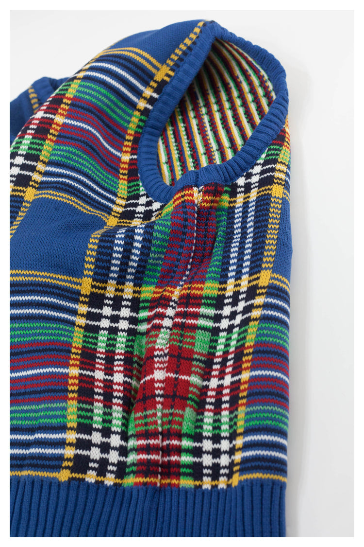 Japanese style retro plaid knitted sweater vest