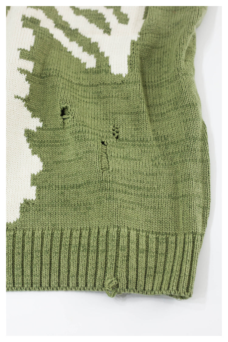 Japanese fall black knitted vintage skull mens women's pullover sweater vest