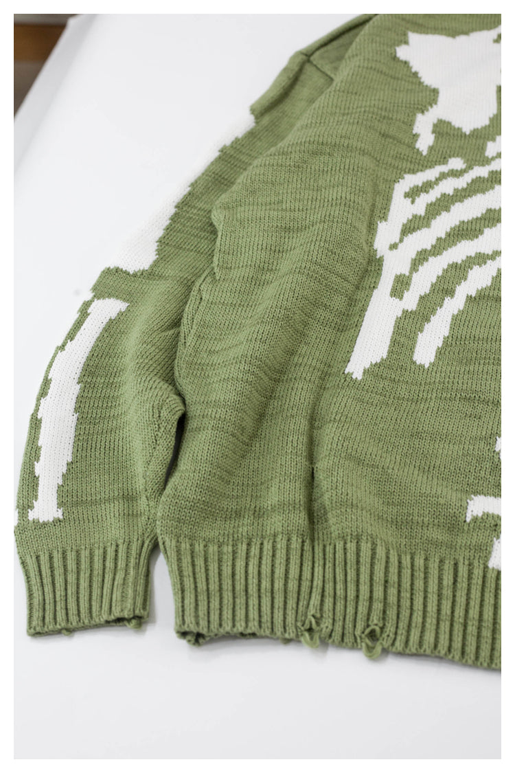 Japanese fall black knitted vintage skull  Crew Neck Pullover sweater s