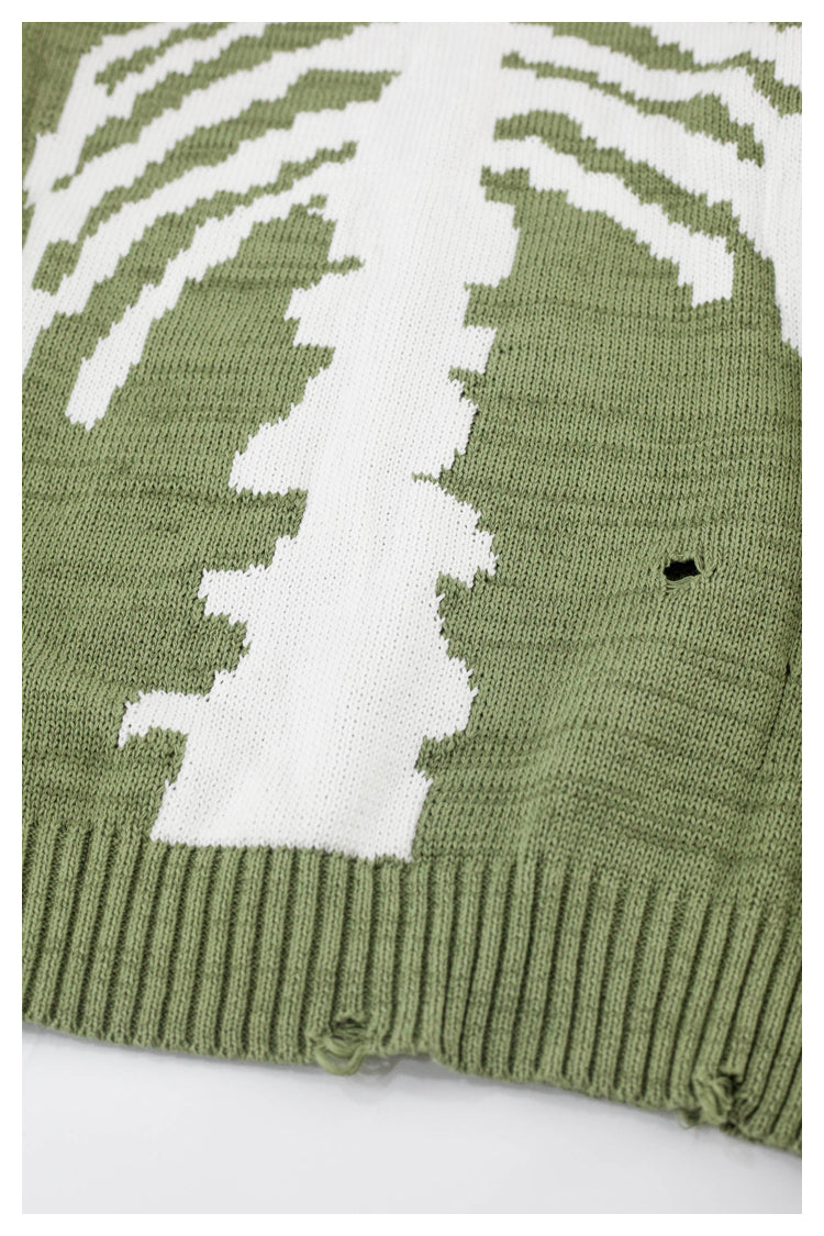 Japanese fall black knitted vintage skull  Crew Neck Pullover sweater s