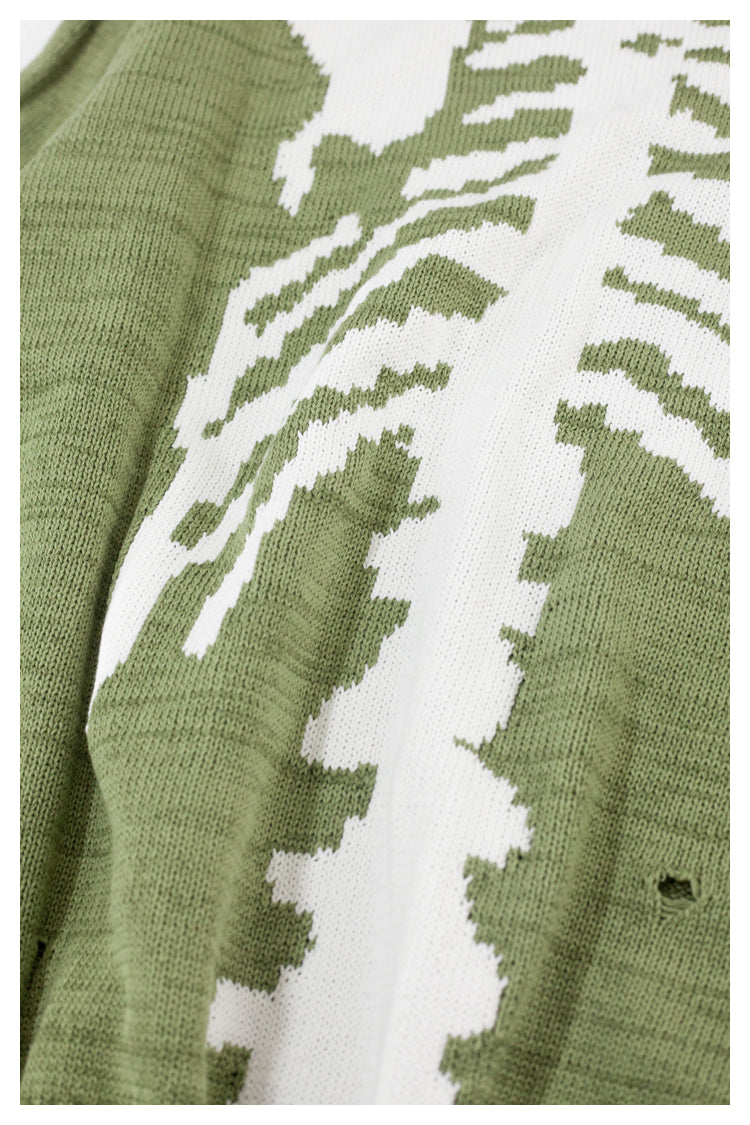 Japanese fall black knitted vintage skull  Crew Neck Pullover sweater s