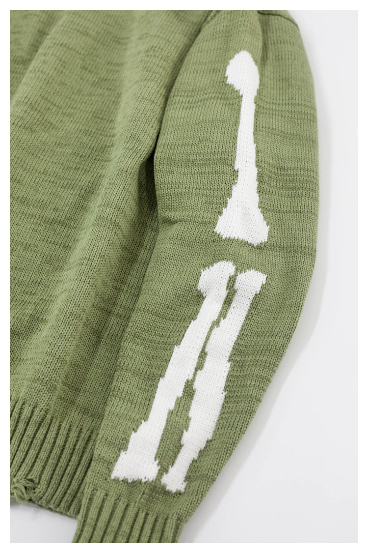 Japanese fall black knitted vintage skull  Crew Neck Pullover sweater s