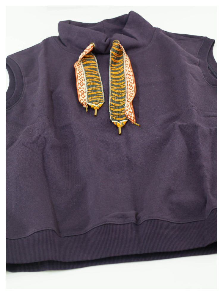 Japanese retro tiger pattern tie vest vest purple