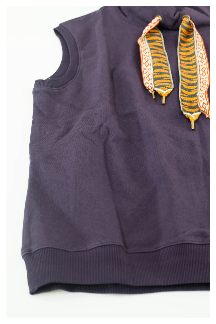 Japanese retro tiger pattern tie vest vest purple