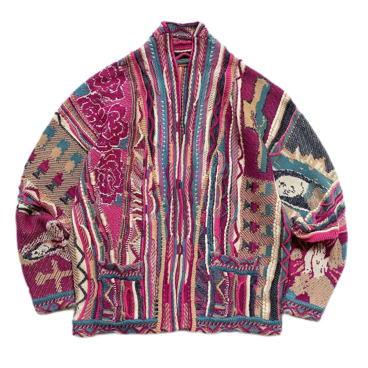 Japanese style niche retro rose red portrait knitted sweater cardigan jacket