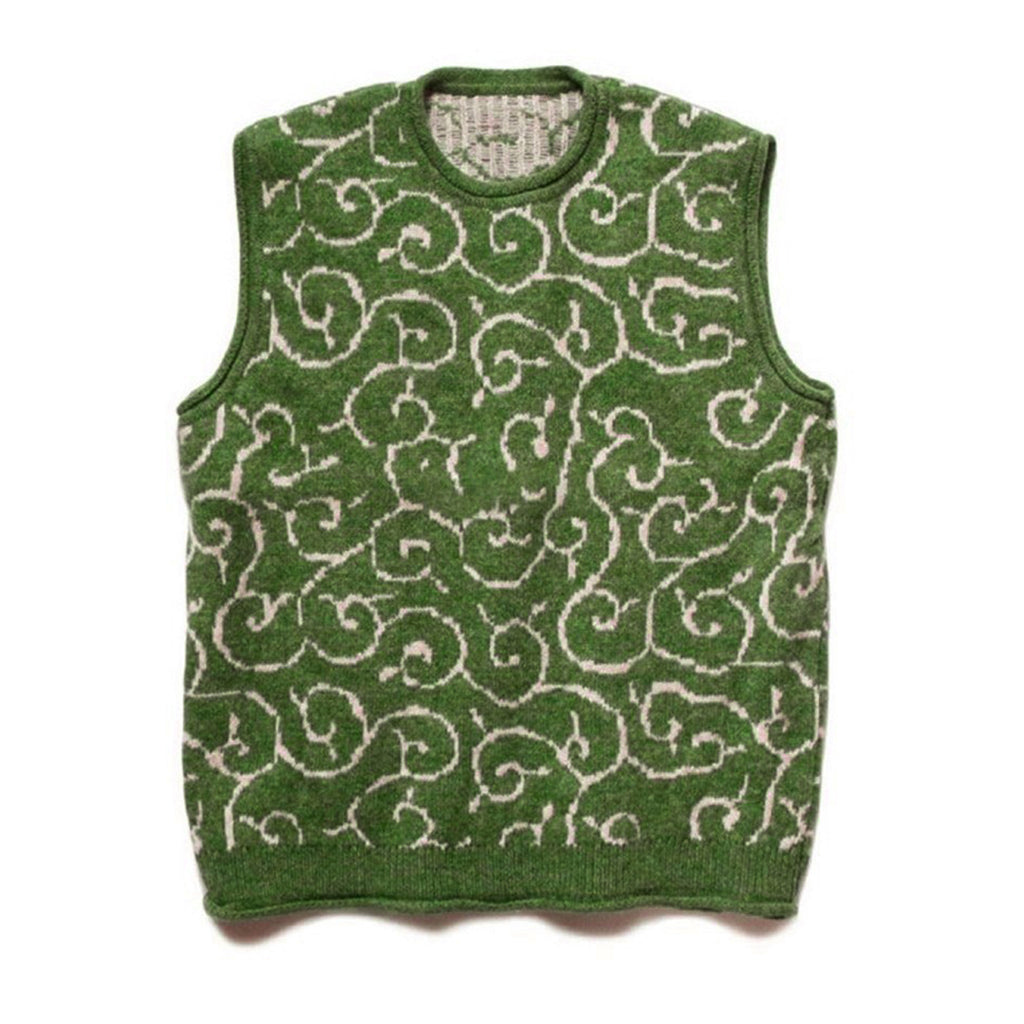 Japanese retro knitted vest green vintage Crew Neck Pullover Sweater s